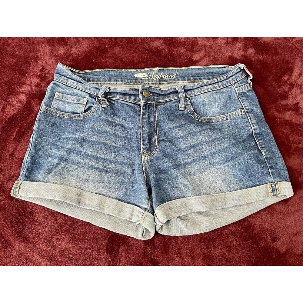 Old Navy Jeans Shorts Size 8 Boyfriend Dune Blue Denim 5 Pocket Mid Rise Cuffed